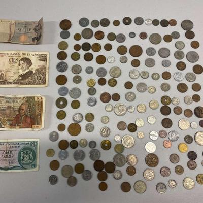 HHC114 Foreign International Coins & Currency Collection - Mostly Older
