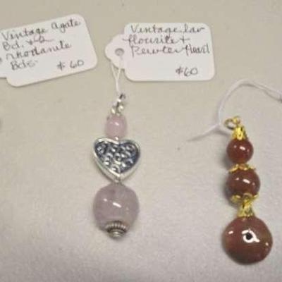 HHC414 LOT OF Three Myrna Lee Chang Pendants With Natural Stone Beads