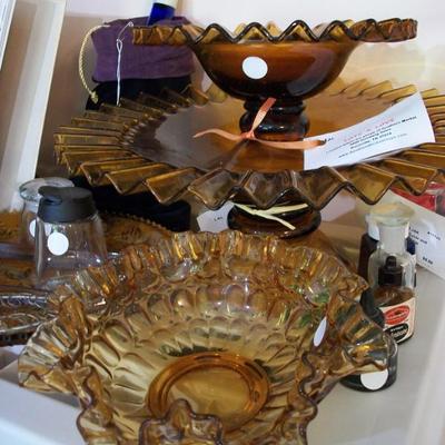 Fluted Hand Blown Amber Glass