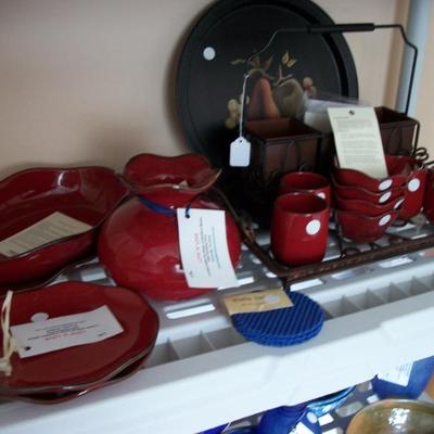 Cinnabarr Baker along with various stoneware