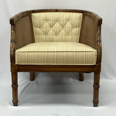 MCM Cane And Upholstery Barrel Back Chair