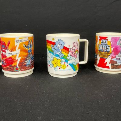 Vintage 1983 Go Bots & Care Bears Mugs