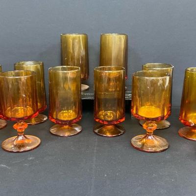 Vintage Indiana Glass Co. Amber Glasses