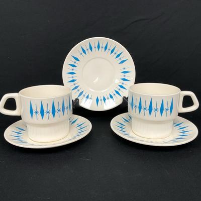 Vintage Marcrest Nest Atomic Stoneware Coffee Cups