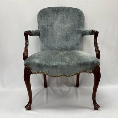 Vintage Blue Velvet Upholstered Chair