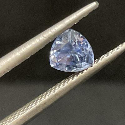 Light Blue Trillion Curved Cut Saphire