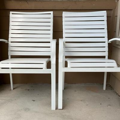 Pair of Aluminum & Vinyl Patio Chairs
