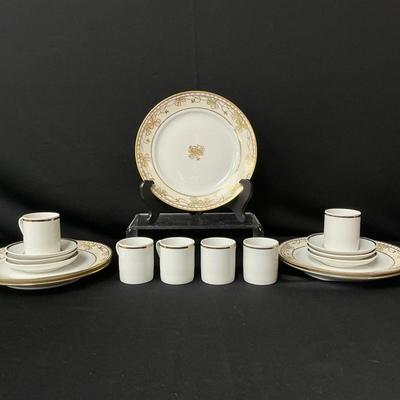 Gold Embellished Salad Plates And Demitasse Espresso Cups And Saucers