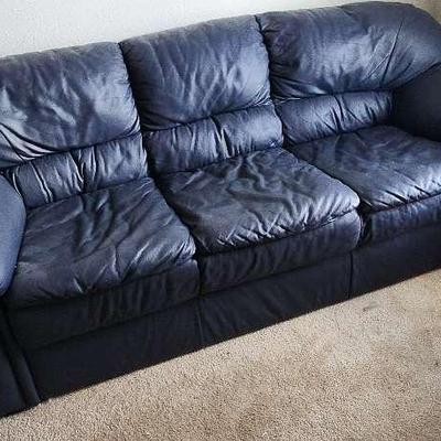 Blue Leather Like Sofa (Upstairs)