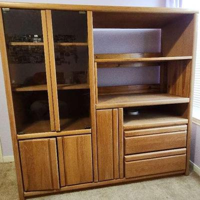 Solid Oak Entertainment Center (Upstairs)