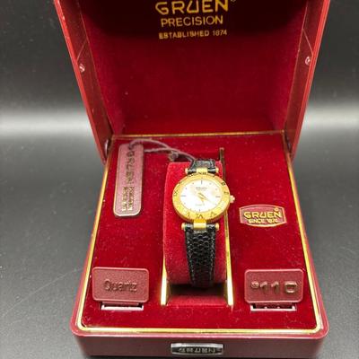 Sale Photo Thumbnail #46:  Vintage Gruen Quartz Wrist Watch New Old Stock