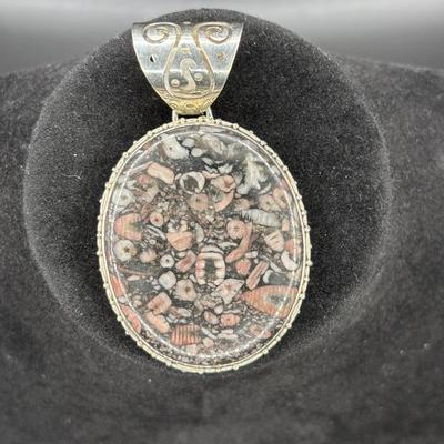 Sale Photo Thumbnail #17: Vintage Sajen Black Fossil Coral Pendent 