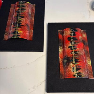Sale Photo Thumbnail #73: Art Glass Wall Art By Tazio Signed 2 Pieces