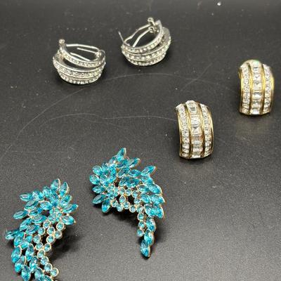 Sale Photo Thumbnail #50: Vintage Earrings Rhinestones