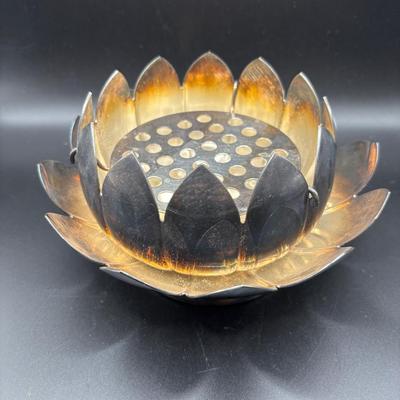 Sale Photo Thumbnail #6: Vintage Reed Silver plate Lotus Bowl With Flower Frog 