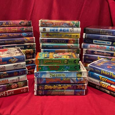 45 VHS Tapes Lot MOVIES CLASSIC DISNEY PRINCESSES, Scooby-Doo, Blue’s Clues, Spongebob, and More…
