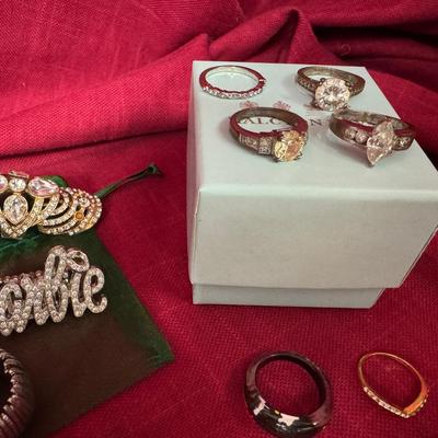 Vintage Costume Rings, Charms, Buttons And One Sterling Ring Size 6