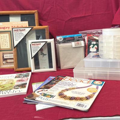 Craft Lot - Shadow Boxes, Craft Caddies, Beading & Cross Stitch Magazines and More…