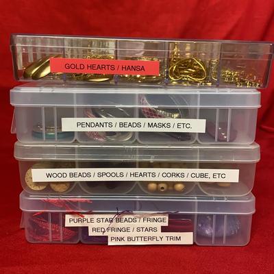 VINTAGE JUNK DRAWER Lot - Wood Beads, Crafters Items, Mixed Metals, Charms, Trinkets, Fringe, Etc