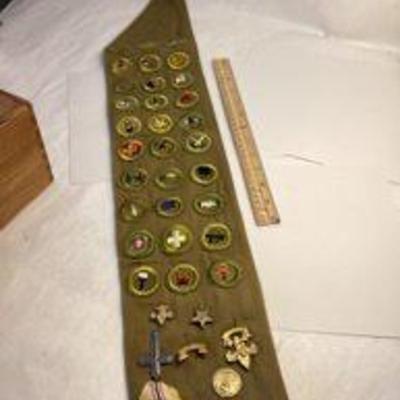 Vintage Boy Scout sash with patches and pins