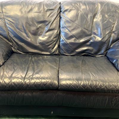 Navy Leather Sofa