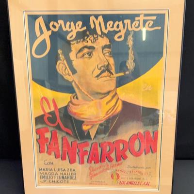Framed vintage movie poster for the Mexican film "El Fanfarrón