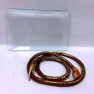 Gold Tone Mesh Snake Necklace 
