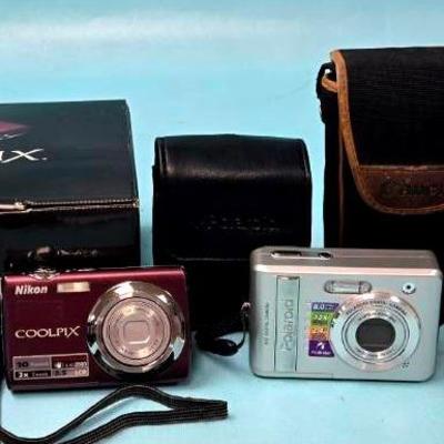 "Polaroid," "Nikon," and "Canon" Cameras