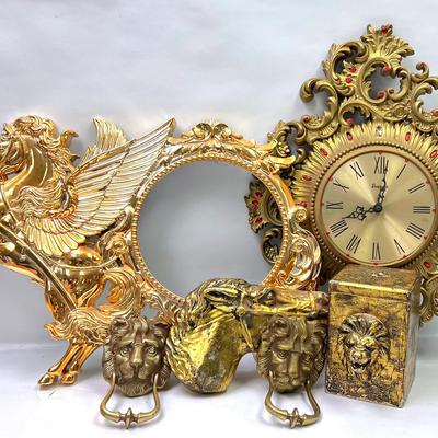 Vintage “Burwood” Clock, Brass, and Gold Tone