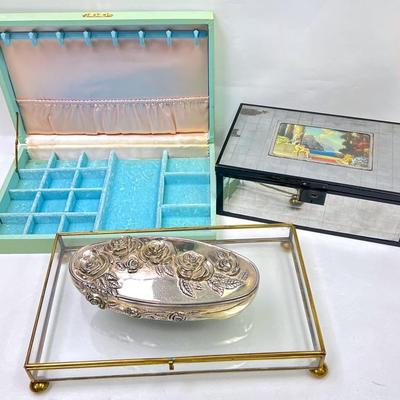 “Godinger” Silver Plated Jewelry Dish, 1930’s Box, + More