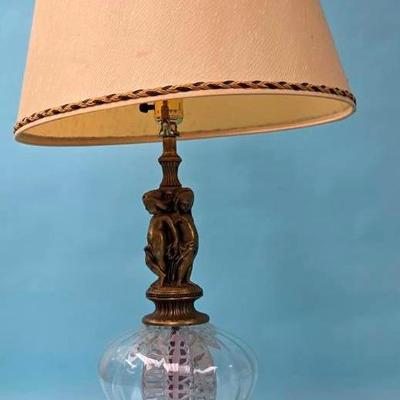 Crystal Table Lamp with Cherubs