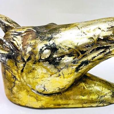Foiled Ceramic Horse Head Statue 