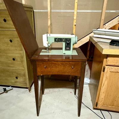 Sears Kenmore sewing machine and table