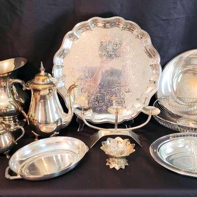 Various Silver-Plated Service Pieces Featuring Sheridan
