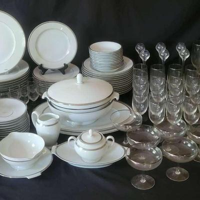Rosenthal China Collection and Silver-Rimmed Glassware
