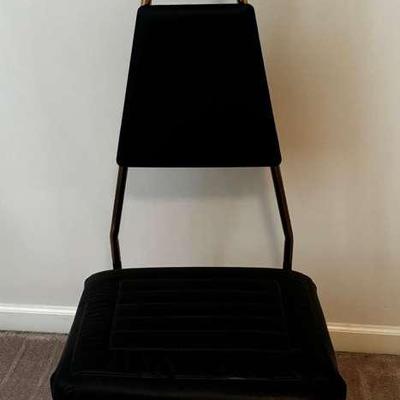Midcentury Pearl-Wick Valet Chair with Velvet Seat and Brass Frame