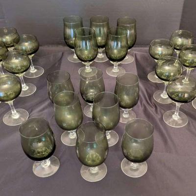Sasaki Coronation Dark Green Stemware