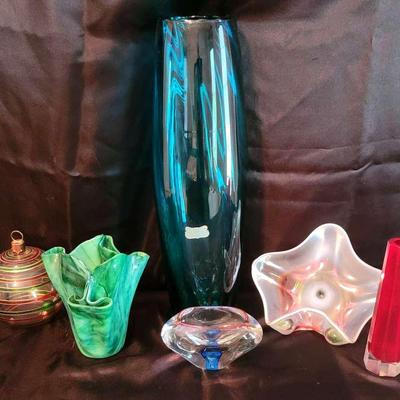 Collection of Six Mid-Century & Art Glass Pieces – Including Murano & Empoli
