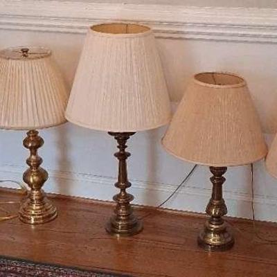 Set of 5 Vintage Brass Table Lamps