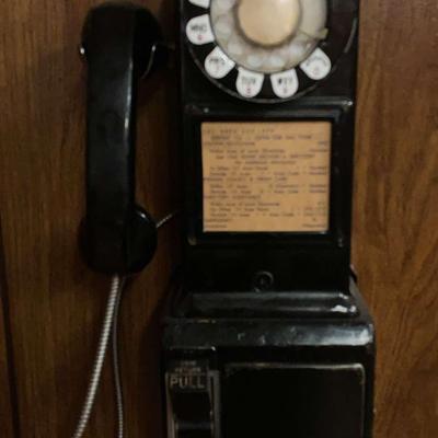 Vintage 1950s Western Electric Bell System 3-Slot Rotary Dial Payphone – Wall Mount