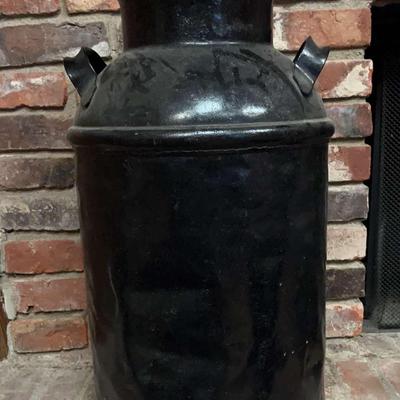 Vintage Black Metal Milk Can – 25” Tall Farmhouse Decor