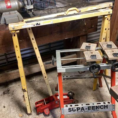 Supa-Bench Portable Workbench with Vise, Metal Sawhorses & Jack