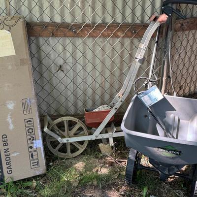 Sta-Green Seed Spreader, Garden Bed (New), and Garden Accessories