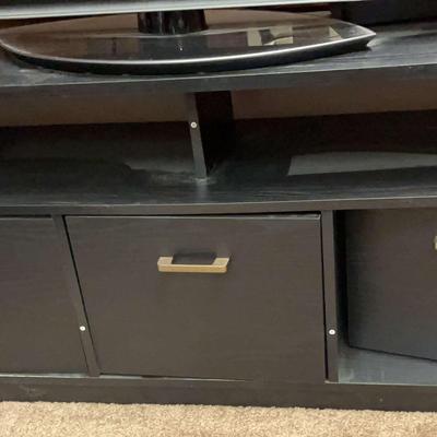 Black Pressed Board TV Stand with Storage Drawers