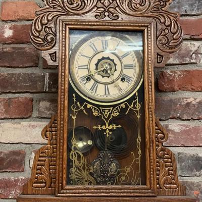 Vintage Gingerbread Mantel Clock with Ornate Carving
