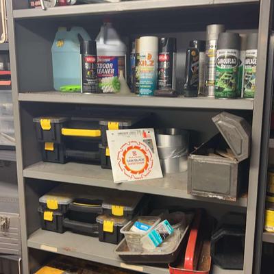 Sturdy Metal Shelf with Contents 