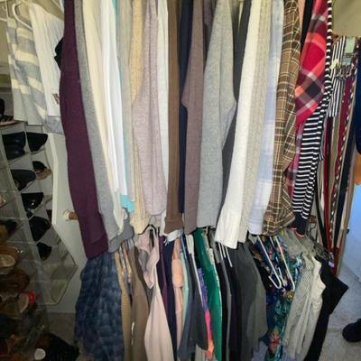 Large Lot of Mixed Women’s Tops & Blouses on Hangers