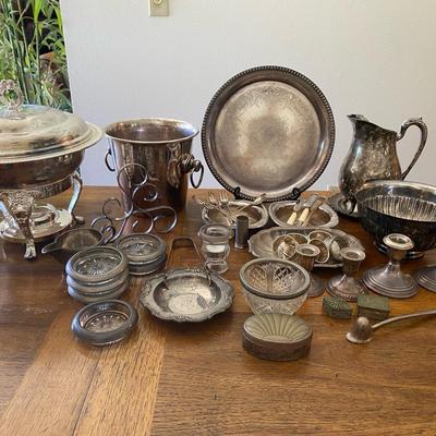 Large Vintage Silverplate Entertaining Set — Serving Pieces & Candlesticks