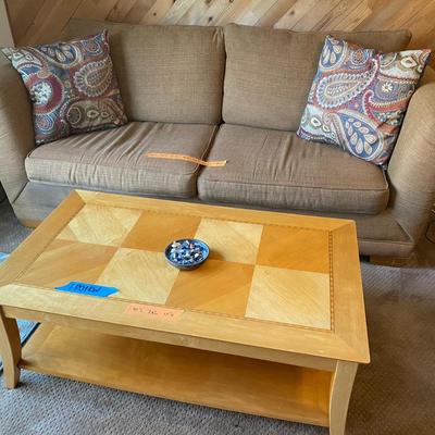 Modern Sofa and Checkered Coffee Table Living Room Set
