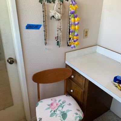Vintage Vanity Chair & Costume Jewelry Necklace Collection